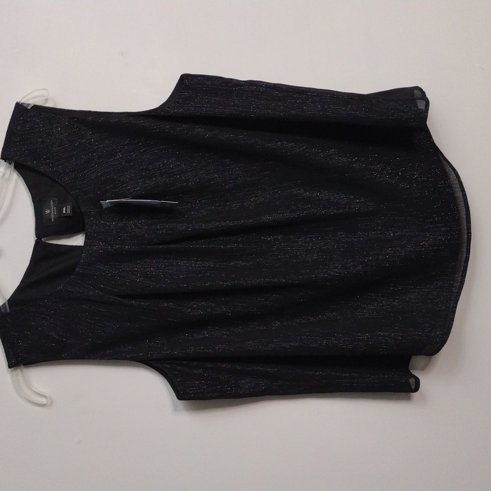 NWT Worthington Petite Black Shine Dressy Tank Top size PXL